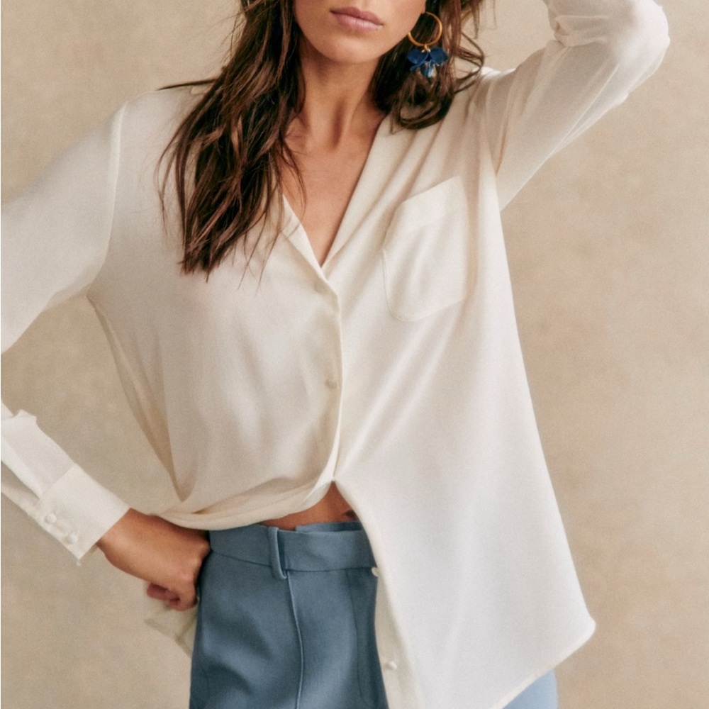 Sézane Florence silk shirt, size 44